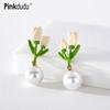 Summer Luxury Tulip Drop Earrings Romantic White Flower Cute Earring for Women Jewelry Gift PD1204