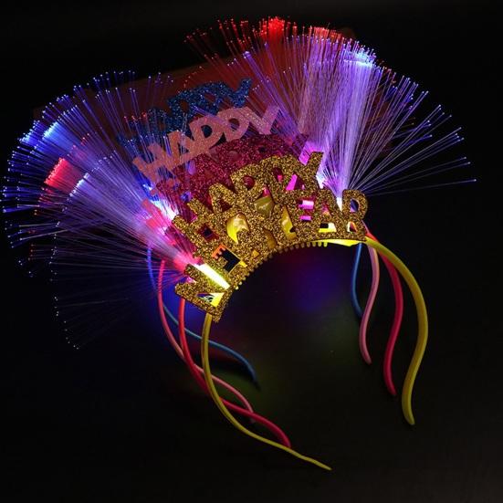 2024 Новогодняя вечеринка, повязка для волос с блестящими блестками, светодиодная эластичная противоскользящая светящаяся лента для декора с бантом, легкая повязка для волос, реквизит для фотосессии, подарок, аксессуары для волос