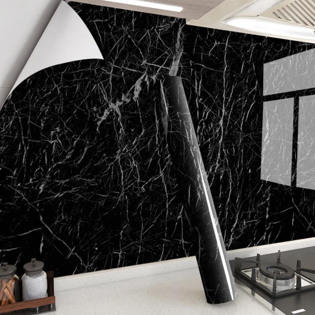 Кухонная маслостойкая пленка для плиты Водонепроницаемые влагостойкие обои для столешницы Самоклеящаяся плитка для ремонта шкафа Мраморная наклейка