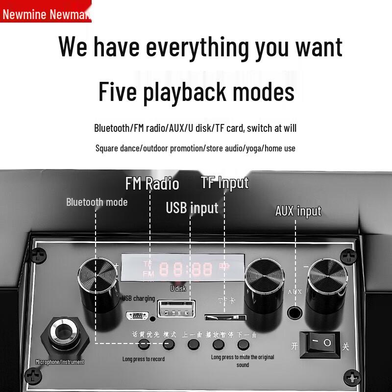 Newmine K98 Portable Bluetooth Speaker with Dual Microphones