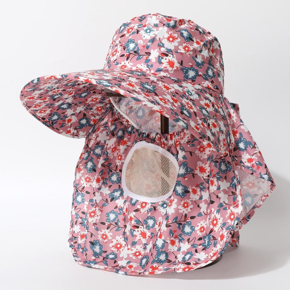 Wide Brim Sunscreen Hat with Shawl Fishing Cap New Tea Picking Hat Women
