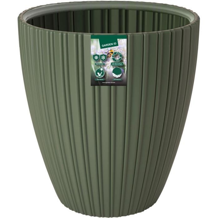 Pot de fleurs - GARDEN ID - Fancy - 40 x 42 cm - Pour jardin, balcons ou intérieurs - Vert tilleul