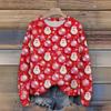 Women's Christmas Print Cardigan Long Sleeve Round Neck Knit Top