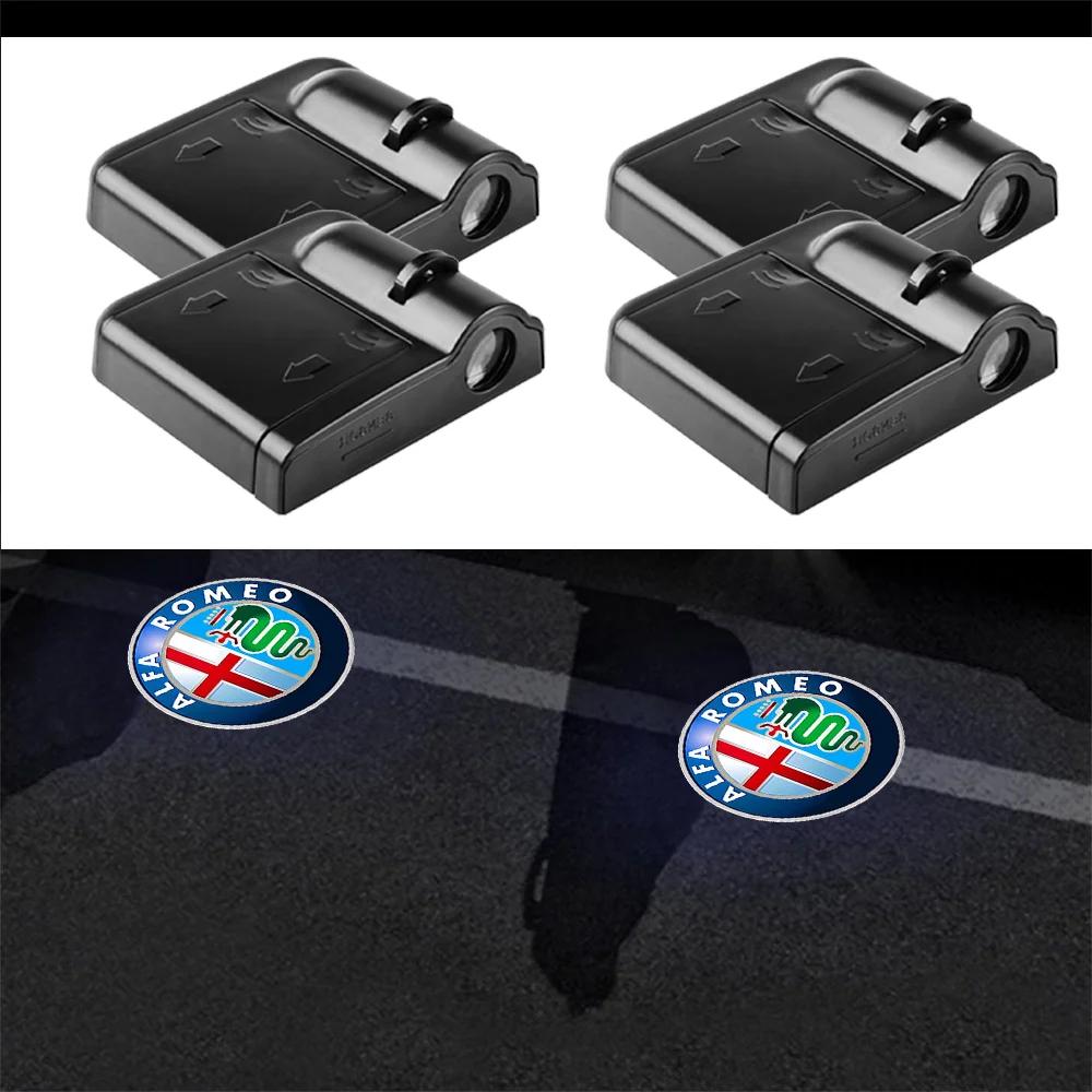 For Alfa Romeo 508 Car Sticker For Alfa Romeo 147 4pcs LED Car Door Magnetic Attraction Welcome Lights Laser Projector Logo For Alfa Romeo Giul qw2
