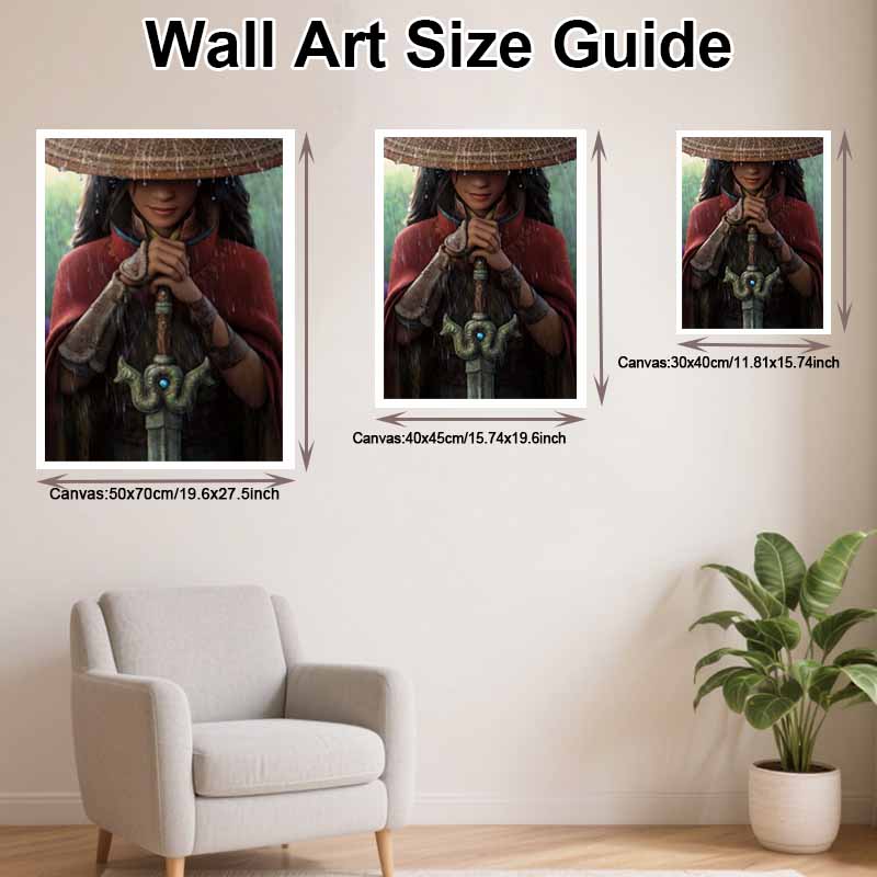 Disney Diamond Art Painting Kit, suitable for adults and beginners, Raya warrior glitter painting craft, home wall decoration, handmade gift