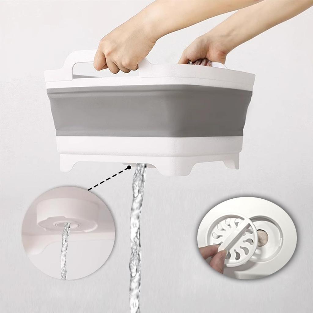 2.9 Gal(11L) Collapsible Wash Basin With Drain Plug, Space Saving Multiuse Foldable Sink Tub,Dishpan,RV Camping Sink,Vegetable Washing Basin,Ice