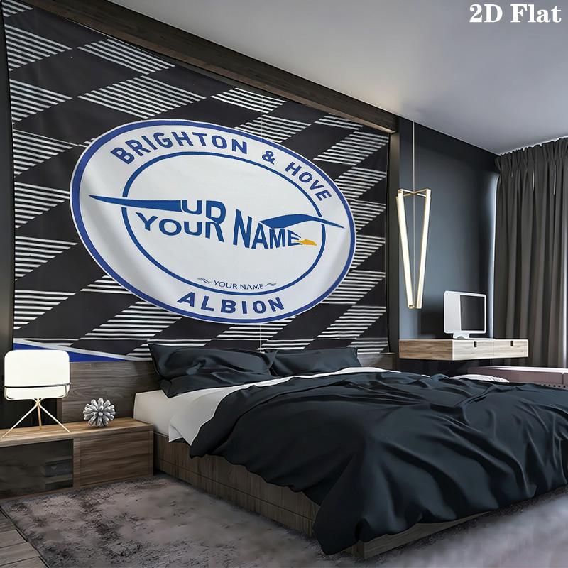 Brighton Hove Albion Custom Name Wall Tapestry Aesthetic Wall Hanging Printed Fabric Blanket Decorative Tapestries for Bedroom Living Room Home Decor