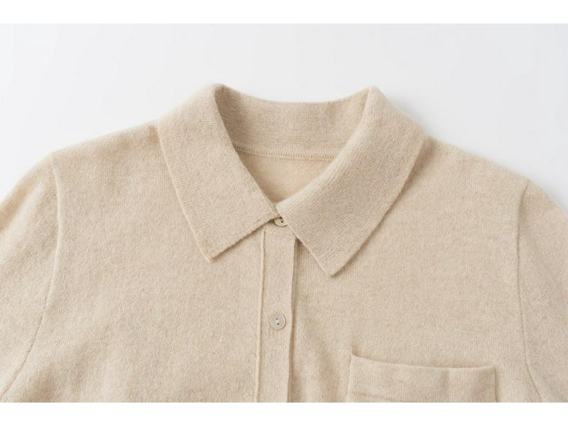 Кардиган из 100% чистого кашемира с расслабленным воротником поло - Свитер средней длины