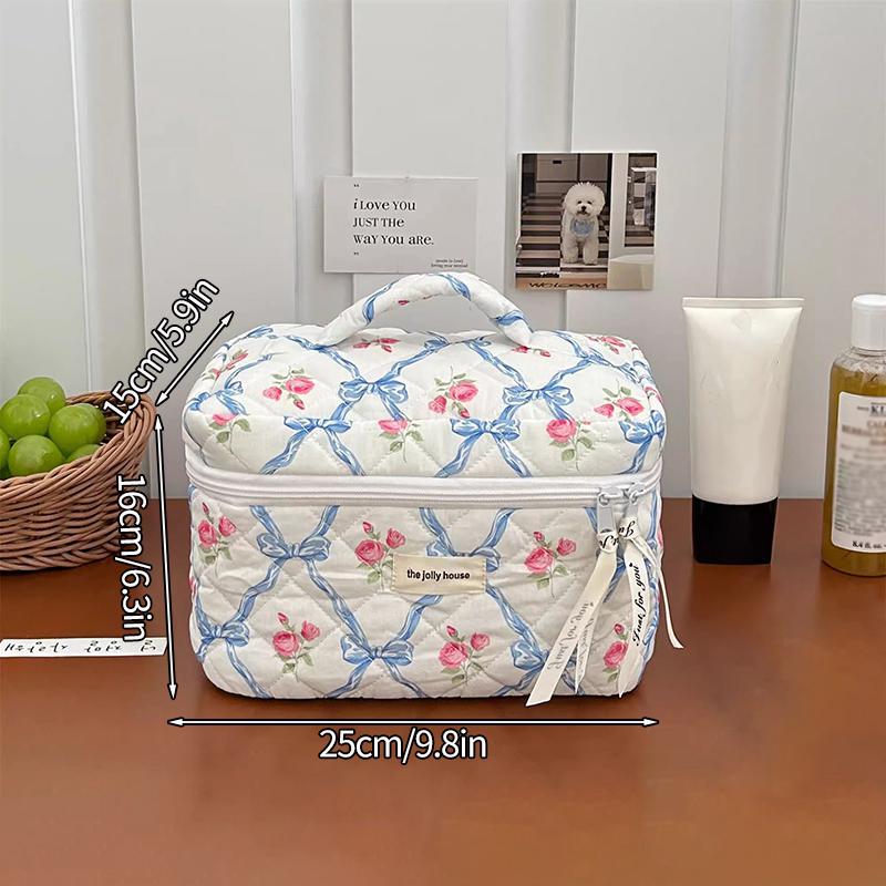 Косметички с цветочным принтом, дорожная косметичка для девочек, косметичка-органайзер, косметичка, стеганая сумка на молнии