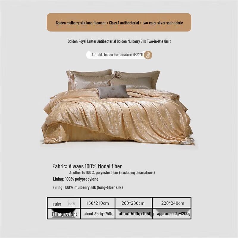 Mercury Home Textiles 100% Mulberry Silk Two-in-One All-Season Comforter