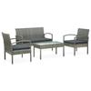 VidaXL Garden Lounge Set 4 Pcs with Cushions Wicker Resin Grey