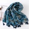 88*180cm Bohemia Flower Women Scarf Shawl Cotton Linen Feeling Tassel Pashmina Muslim Hijab Wrap Lady Viscose Scarf