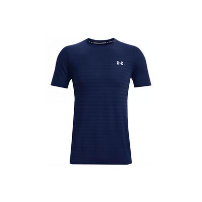 Бесшовная тренировочная футболка с полосками и эффектом потертости, мужские топы, ярко-синие 1361133-404