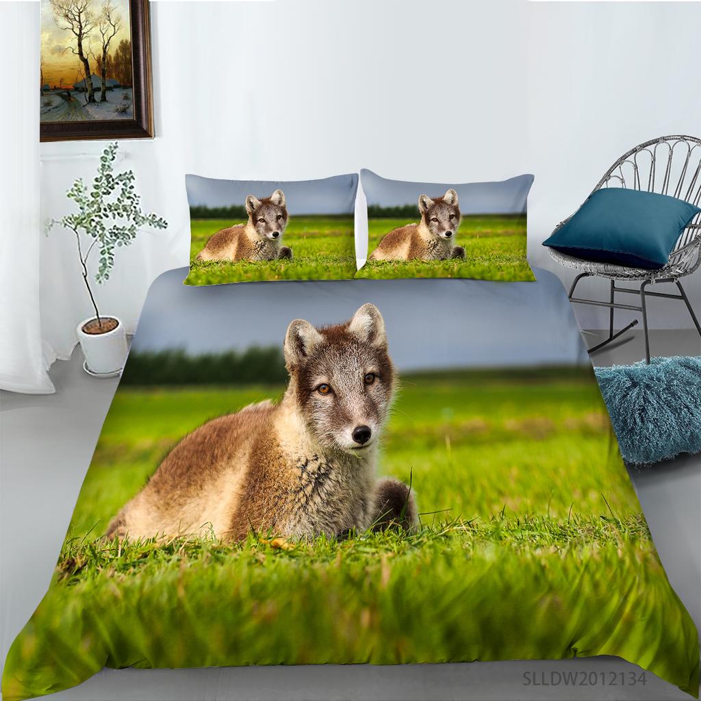 3D Fox Pattern Home Bedding Set Bedroom Quilt Cover Pillow Case Extra Large Full Size Bedding Set Home Decoration Gift