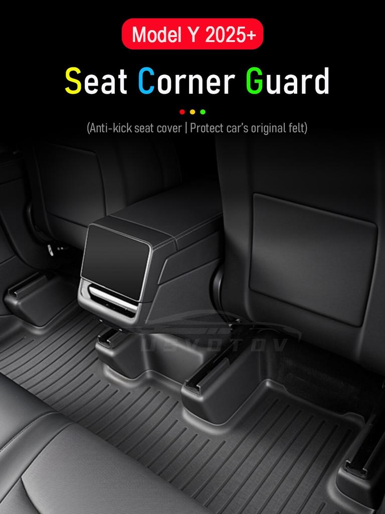 For Tesla Model Y Juniper 2025 Under Seat Corner Guard Seat Slide Rails Protector Cover Anti-Kick Decor Flocking Car Accessories