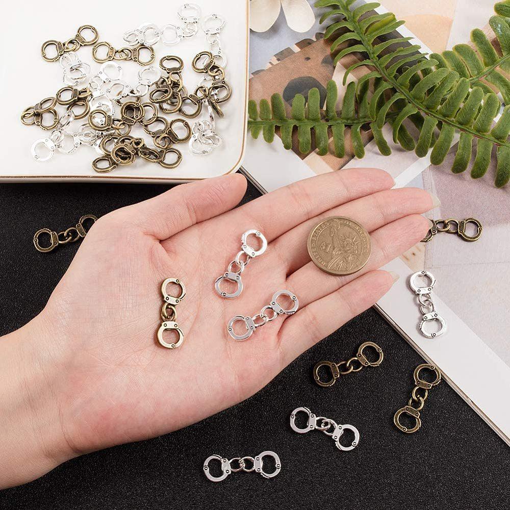 Tibetan Style Alloy Links Handcuff Antique Bronze & Antique Silver 30.5x11.5x1.5mm Hole: 5x7mm 50pcs/box