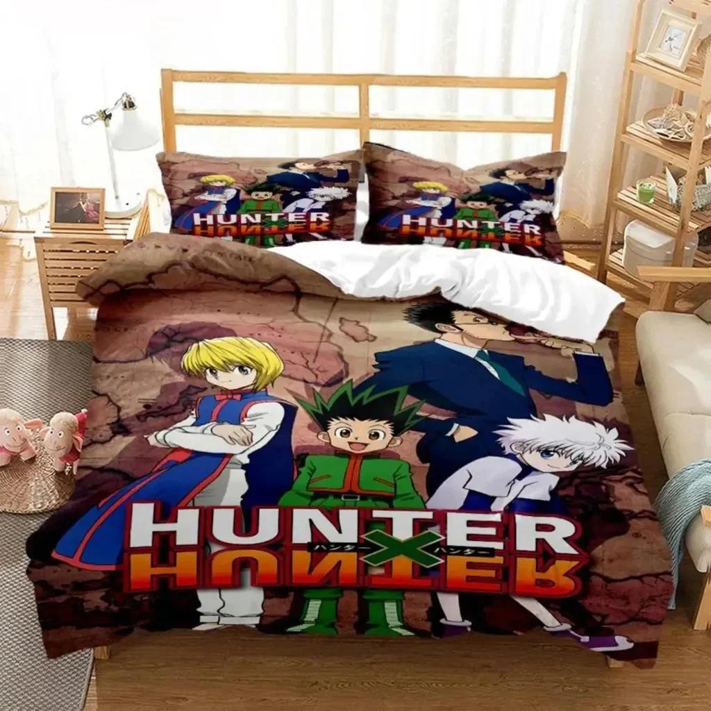 Аниме HUNTER HUNTER Комплект постельного белья Печатный комплект с наволочкой Пододеяльник Мягкий Односпальный Двуспальный Queen Super King Размеры
