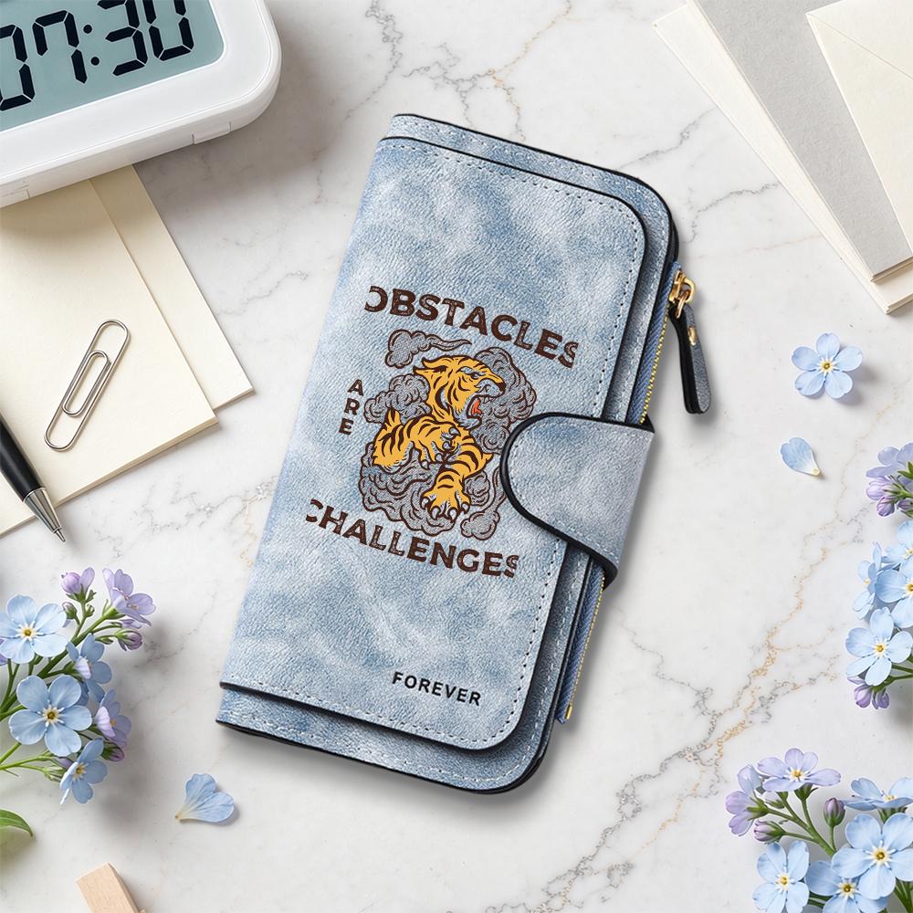 Vintage Tiger Pattern Long Wallet Multi Slot Card Holder Casual Durable Portable Purse for Daily Use