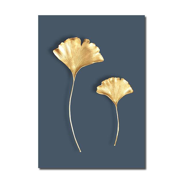 Abstract Plant Flower Wall Art Luxurious Golden Ginkgo Maple Leaves Poster Prints Home Living Room Wall Decor Picture No Frame