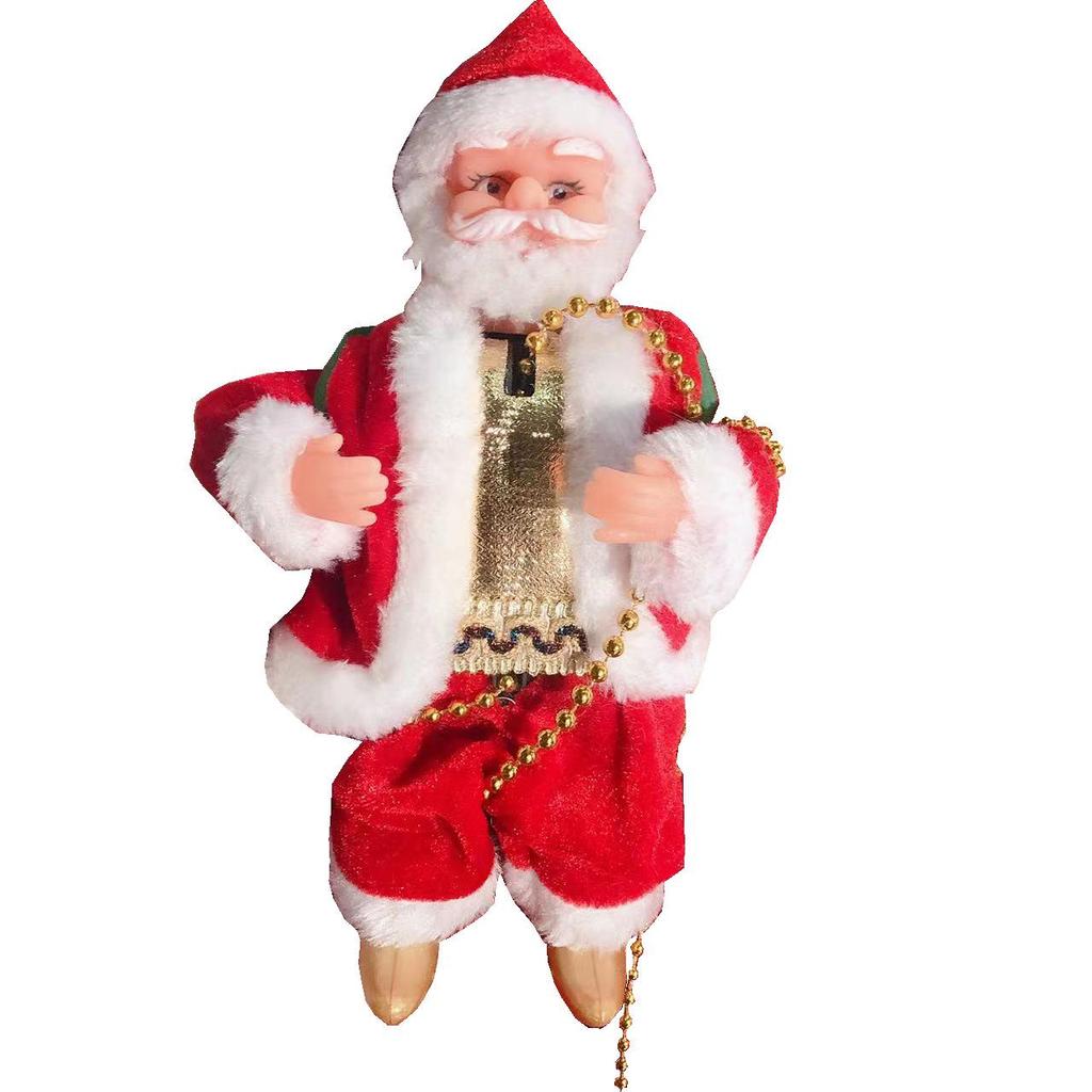 Santa Claus Climbing Chimney Electric Toy with Beads and Shaking Boot, Single/Double Ladder.