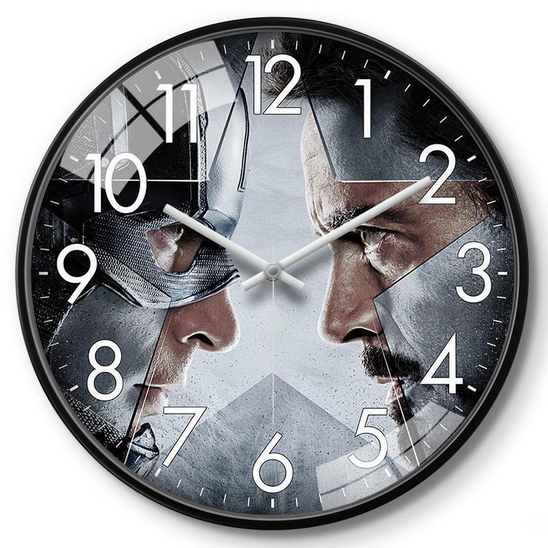 Marvel Captain America Iron Man Spider Man Pattern Wall Clock For Kids Room Decor