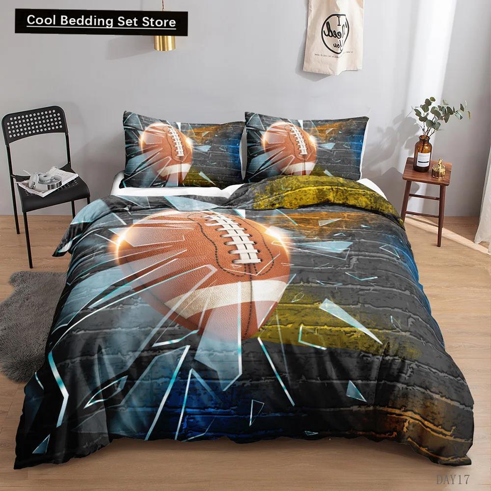 Футбольный комплект постельного белья 3D спортивный футбольный комплект постельного белья наволочка для мальчиков подростков двойной размер Queen King Size полиэстеровый чехол Qulit