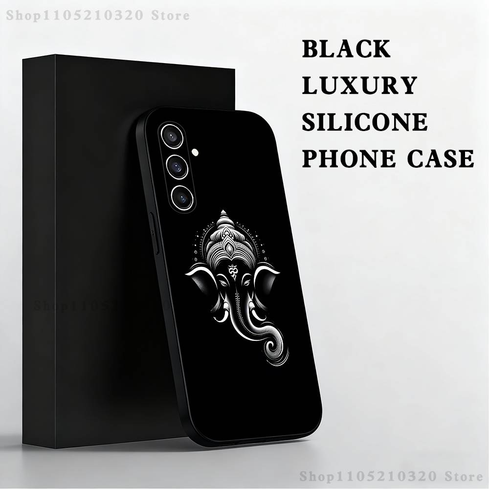 Ganesh Elephant God Phone Case For Samsung S25,S24,S23,S22,S21,S20,S10,Ultra,Plus,Lite,FE,Soft Silicone Black Cover
