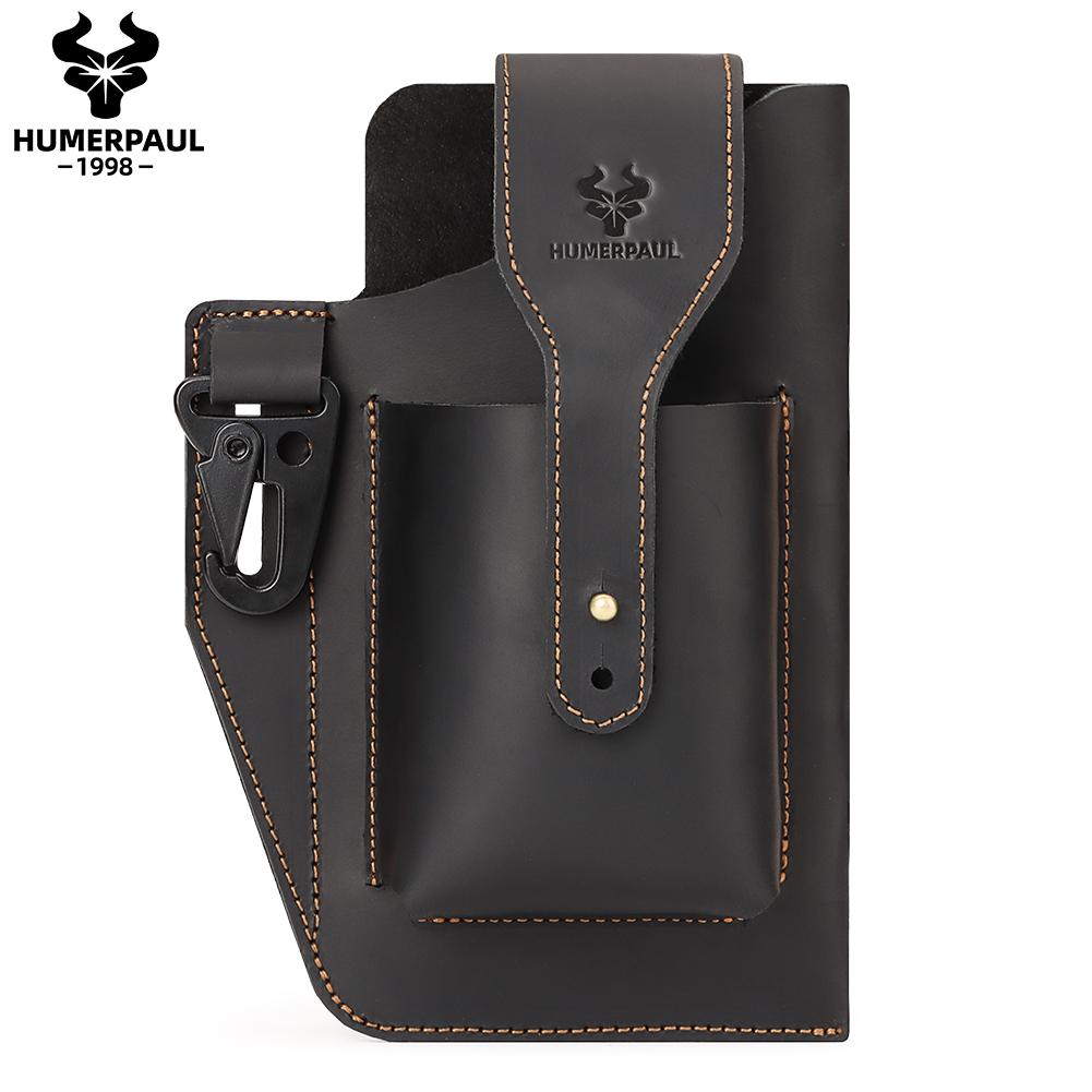 Humerpaul Мужская кожаная поясная сумка из натуральной кожи, большая вместительная сумка для мобильного телефона, чехол для ключей