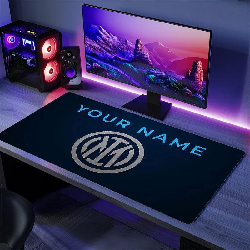 Custom Name,FC Internazionale Milano Mouse Pad, Large Gaming Desk Mat, Non-slip XXL Mousepad for Laptop & Tablet, Mini PC Playmat with Stitched Edges
