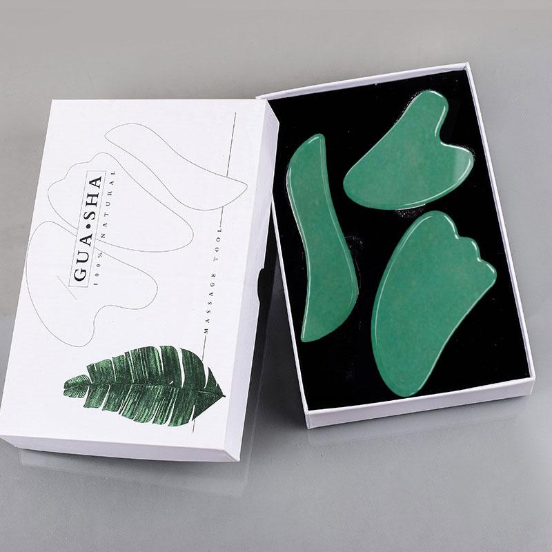 3 шт./комплект Розовый кварц Массаж лица Доска Гуаша Хрустальный камень Нефритовый массажер Для тела Лица Глаз Соскребание Акупунктура Гуаша Скребок