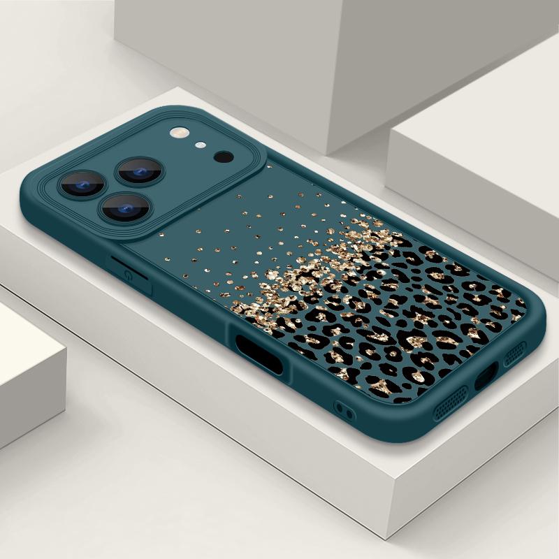 Ударопрочный чехол для телефона iPhone 17 Pro Max Чехол iPhone 16 15 14 13 Pro Max 11 17e 16e Леопардовый принт Мягкий силиконовый бампер