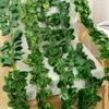 12 шт. Зеленый Искусственный Лист Плюща Пластик Шелк Гибкая Лоза Подвесная Гирлянда DIY Аксессуары Поделки Симуляция Ротанговые Листья