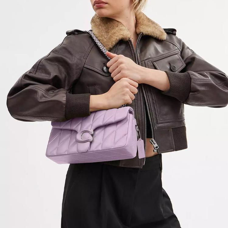 Coach Tabby 26 Logo Jacquard Quilted Flap Napa Leather Hobo Crossbody Bag Medium Women bags Light-Purple CP147-LHSF1
