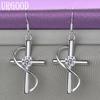 925 Sterling Silver AAA Zircon Cross Earrings Party Gift Beautiful Jewelry
