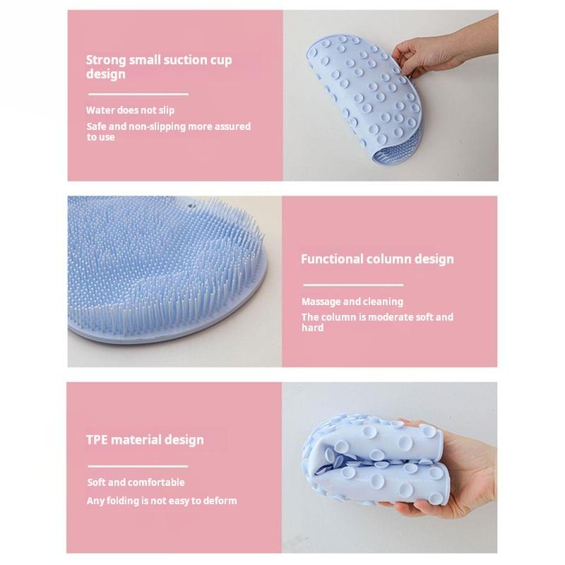 With Suction Cup Non-Slip Foot Massage Foot Scrubber Mat Bath Massage Back Rubbing 1PCS Silicone Bathing Tool Wash Body Exfoliating Accessory