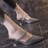 Модные сандалии с острым носком для женщин, тонкий каблук, полурозовые женские туфли, высокое качество, VIP-обувь, дешевая ликвидация, новые дышащие модные