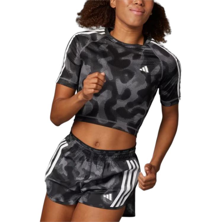 adidas Эластичные полосатые прямые повседневные шорты женские шорты черные IK5011
