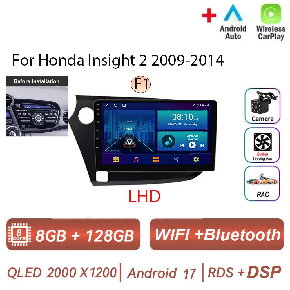 Autoradio Android 17 pour Honda Insight 2 2009-2014 LHD, lecteur multimédia stéréo, navigation GPS, Carplay sans fil, DSP, 4G WIFI