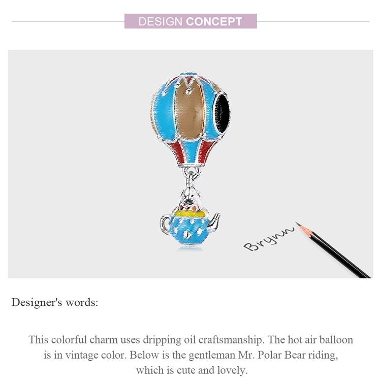 WOSTU Стерлингового Серебра 925 Vinatge Воздушный Шар Полярный Шарм Подвеска Из Бисера Подходит Оригинальный Браслет Ожерелье Для Женщин Ювелирные Изделия
