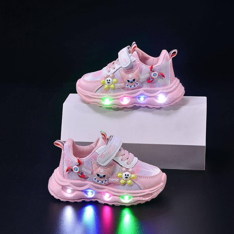 Children's Leather Shoes Light Up Spring Girls Cartoon Casual Light Shoes