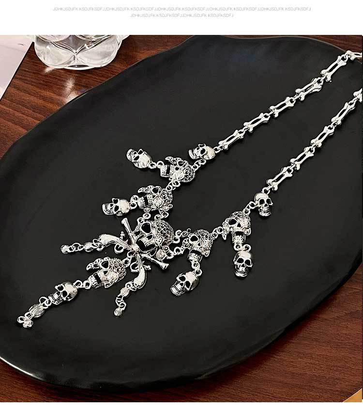 Европейский и американский стиль Ретро Ожерелье с кисточкой в виде черепа для Хэллоуина