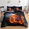 3D Cool Motorcycle Duvet Cover Set Transportation Pattern King Size Polyester Comforter Cover for Kids Teens Adults Bedding Set