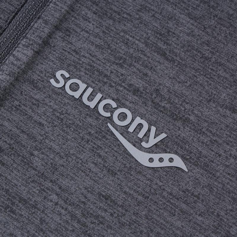 SAUCONY Спортивный стиль Серия Принт Воротник-стойка Приталенный Топ с длинным рукавом Вязаный Мужские топы Черный SC2249023A-HS01
