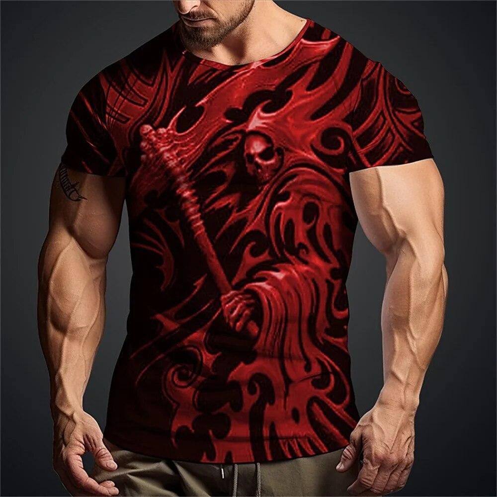 New Skull Men's T-Shirt Tops Summer Fashion Men's Short Sleeved Clothing Men Oversized O-Neck T Shirt 3d Printing Skulls Blouse