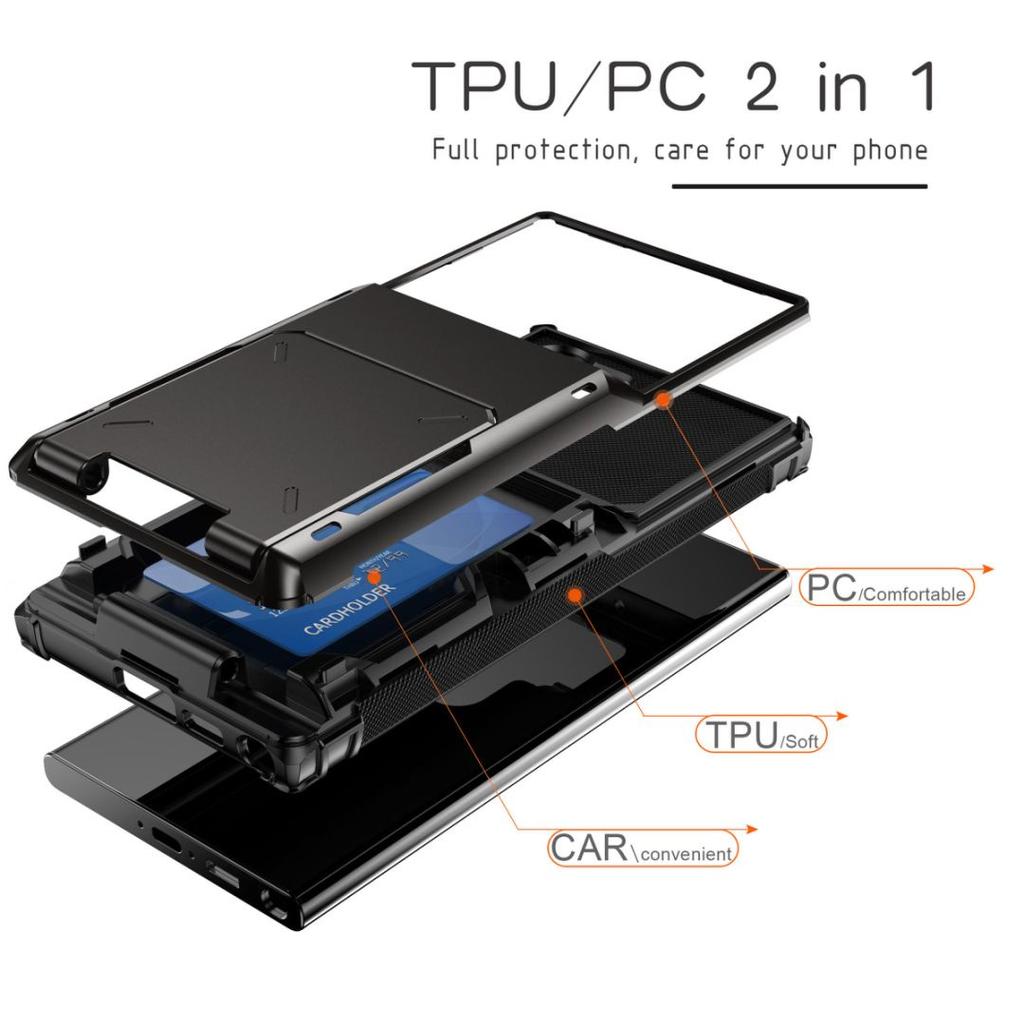 Для Samsung Galaxy S25 Ultra чехол PC+TPU двухслойная задняя крышка телефона с держателем для карт