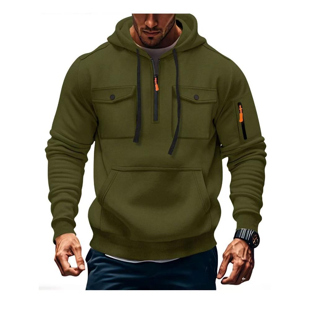 Новая мужская модная толстовка с капюшоном и множеством карманов