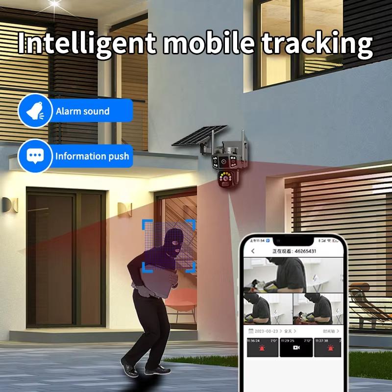 LS VISION 4K Dual Lens 4G SIM Solar Camera 8MP HD PTZ Auto Tracking Outdoor Security Surveillance Wireless WIFI Solar CCTV IP Cameras V380