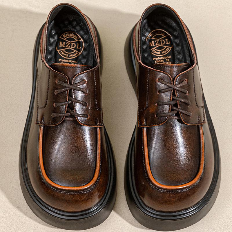 Модные британские туфли из кожи женские новые одинарные туфли колледж ветер толстая подошва кожаные туфли детские туфли