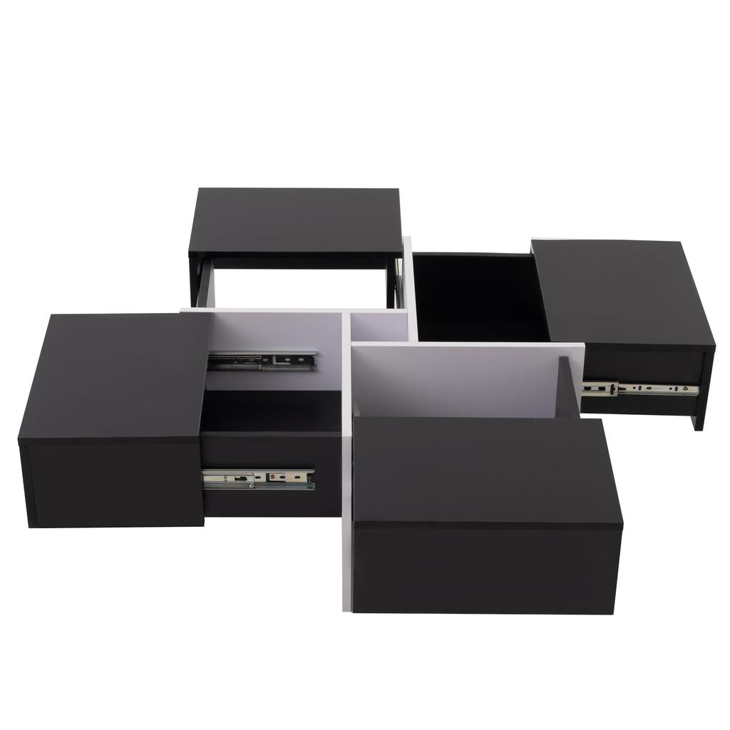 Журнальный столик глянцевый 4 ящика Современный кофейный столик Диванный столик Приставной столик Чайный столик, Офис, Приемная, До 30 кг