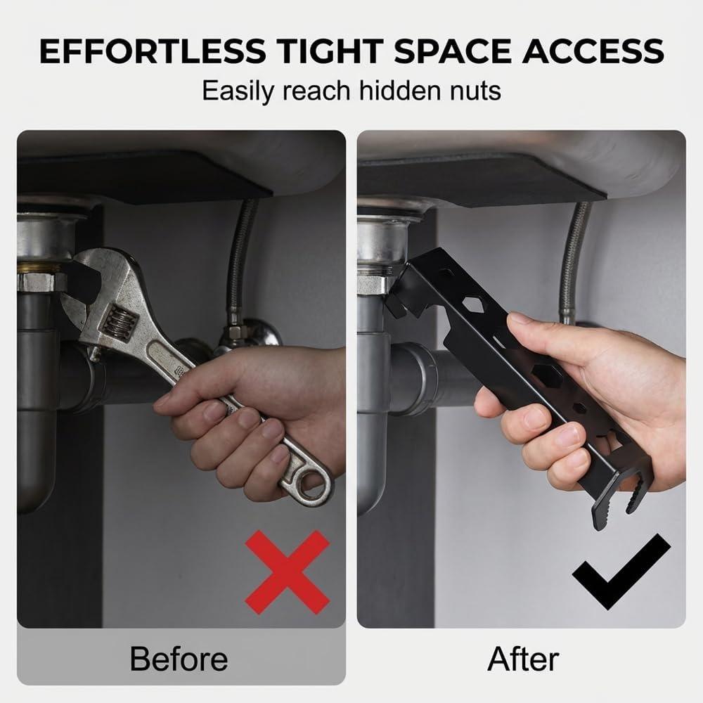 2-piece multi-functional sink wrench set, 2026 new sink and faucet wrench, suitable for plumbing tools in confined spaces.